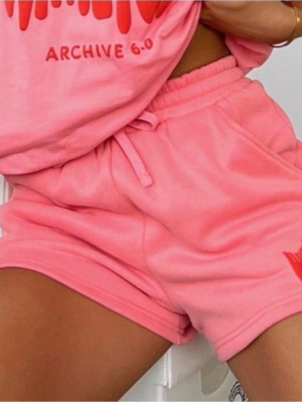 White Fox Boutique Pink Drawstring Athletic Shorts